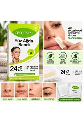 ZEVLİ Remove Yüz Ağda Bandı 24+2 Adet – Yüz ve İnatçı Tüyler İçin Ağda Bandı