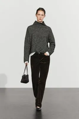Massimo Dutti Floklu bitişli düşük bel straight fit jean