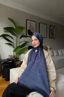 diorel B Desen Pamuk İpek Şal-Lacivert