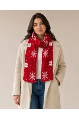 Sebir Moda Yılbaşı Temalı Triko Atkı