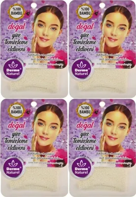 Derma Naturel Bambu Yüz Temizleme Eldiveni Ms-32 4 Lü Set