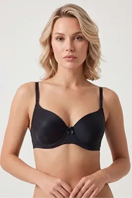 OBJE Kadın Siyah Destekli Push Up Kulaklı Sütyen