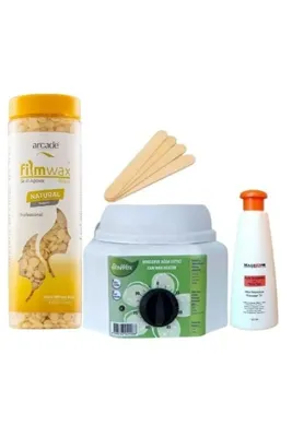 arcade Filmwax Boncuklu Sir El Ağda 400 Gr Natural Ağda Isıtıcılı Set