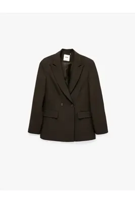Koton Regular Fit Uzun Kollu Cepli Düğmeli Kruvaze Yaka Blazer Ceket
