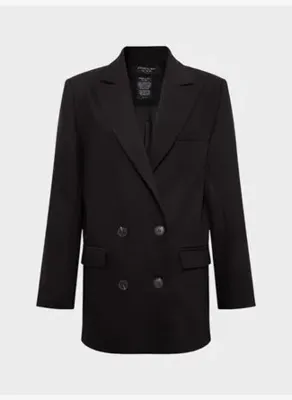 Rivus Oversize Kruvaze  Kesim Ceket - Siyah