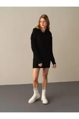 Xint Kadın Siyah Regular Fit Elbise