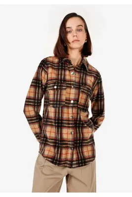 Colins Regular Fit Cepli Shirt Neck Kadın Çok Renkli Uzun Kol Gömlek