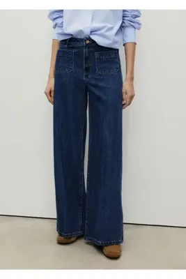 MANGO Woman Düğmeli wideleg jean