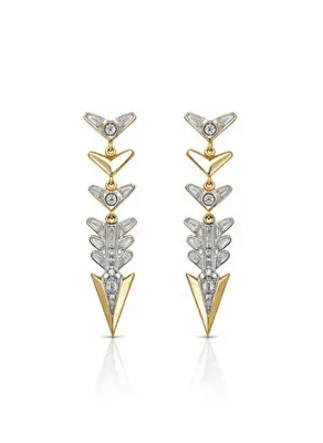 Treasure&Co. Altın Kaplama Zirkon Taşlı Uzun Sallantılı Küpe
