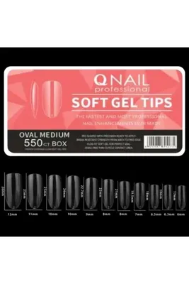 QNAİL PROFESSİONAL 550'li Long Coffin Soft Gel Tips Profesyonel Nail Art Hızlı Tırnak Uzatma Tırnak Bakım