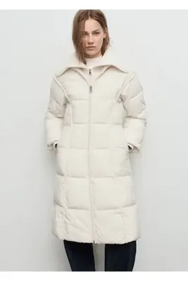 MANGO Woman Dokuma kumaş kapitone anorak