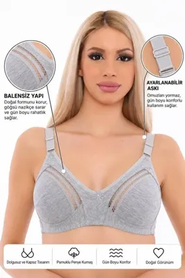içtemoda Pamuklu Penye Telsiz Desteksiz Dolgusuz Pedsiz Kapsız Toparlayıcı Minimizer Sütyen SB1007