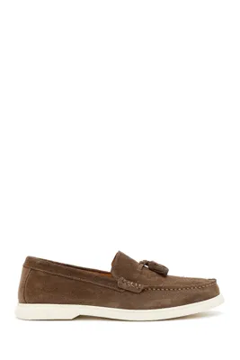 Derimod Erkek Bej Püsküllü Süet Deri Casual Loafer