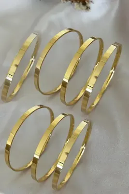 Genel Markalar 7 Gold Adet Cm Bilezik Detaylı 22 Düz 6.5mm Kalın Ajda Çelik