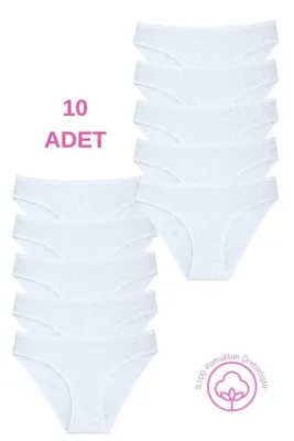Newlilla 1501 Kalpli %100 Pamuklu 10'lu Kadın Bikini Külot Paketi