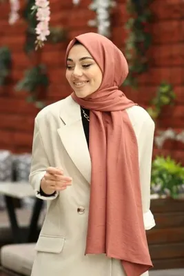 Organic Tesettür Pamuk Kraş Cazz Şal Modeli - Gül Kurusu