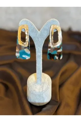 JEWELRY Zara Model Gold Çok Renkli Sallantılı Küpe