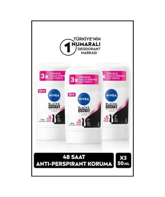 Nivea Black & White Invisible Clear 48 Saat Kadın Stick Deodorant 3 x 50 ML