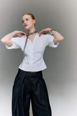 DeFacto %100 Pamuk Fitted Poplin Kısa Kollu Gömlek H1573AX26SP