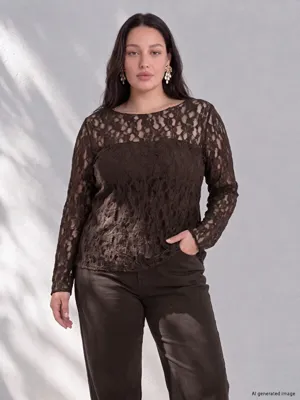 LCW Curve Büyük Beden Dantelli Bluz