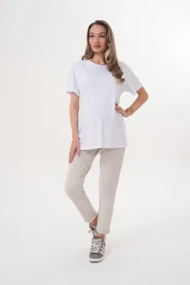 Miss Dünya Lissa Kısa Kol Oversize Tshirt Çizgili Pantolon Hamile ve Lohusa Alt Üst Takım