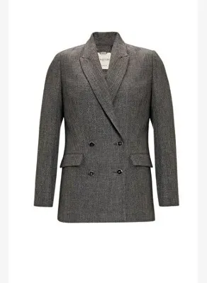 Exquise Kruvaze Uzun Kollu Dokuma Blazer Ceket