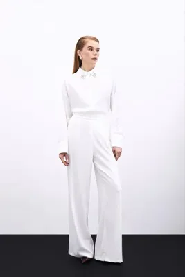 Sateen Cepli Salaş Saten Pantolon - Ekru