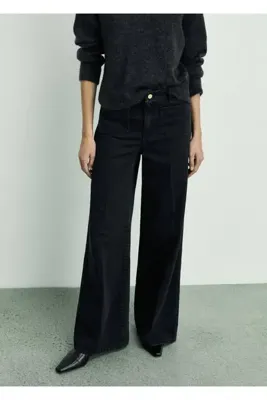 MANGO Woman Düğmeli wideleg jean