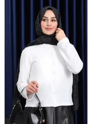 İmaj Butik Ekru Düğmeli Dokulu Hırka