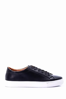 Derimod Erkek Siyah Bağcıklı Deri Sneaker