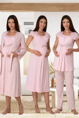 Effortt 6016 Lohusa Pijama Gecelik Sabahlık Takım