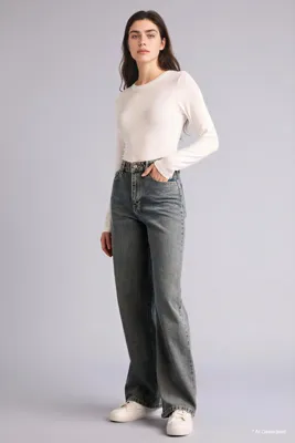 Defacto 90's Wide Leg Yüksek Bel Jean
