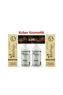 BioMagic 3.00 Koyu Kahve  Organik İçerikli Amonyaksız Kalıcı Saç Boyası (2 Boya 2 Oksidan)