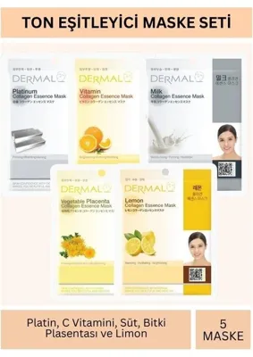 Dermal Ton Eşitleyici Platinum C Vitamini Süt Bitki Plasentası Ve Limon Özlü Maske Seti 23gr x 5 Adet