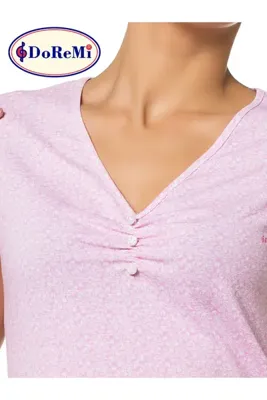 Doremi Kısa Kollu Desenli Gecelik