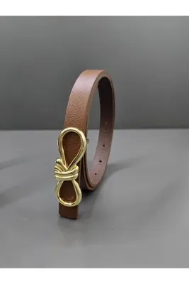 Kemerix %100 Hakiki Deri Gold Tokalı İnce Taba Kemer