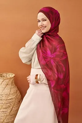 Silk Home Riva Şal Tencel Bloom Koyu Kırmızı