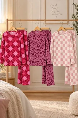 FİT WOMEN 3'Lü Kadın Çizgili Regular Fit Pijama Takımı
