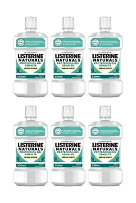 LİSTERİNE Naturals Emaye Koruma Hafif Lezzet Nane (Alkol veya Boya Yok, Vegan ) (6 Adet) 500ml