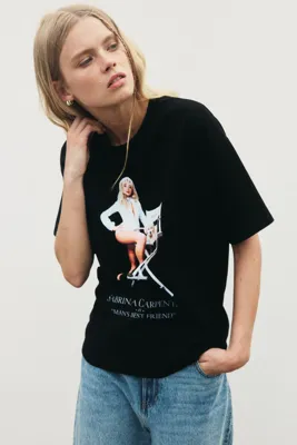H&M Baskılı Oversize Tişört