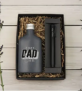 Bk Gift Kişiye Özel İsimli Baba Temalı Antrasit Tasarım Cam Şişede Kolonya 200 ml & Siyah Metal Roller Kalem ve Hediye Kutusu-1, Babaya Hediye, Babalar Günü Hediyeleri, Hediyelik Baskılı Kolonya