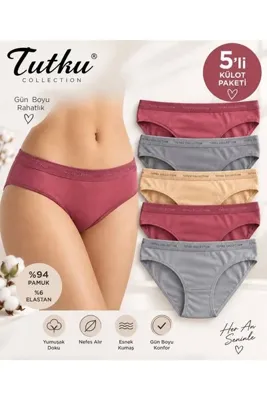 Tutku 5'li Renkli Perla Bikini Külot