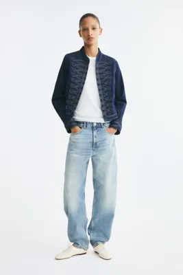 H&M Düğmeli Şeritli Kot Ceket