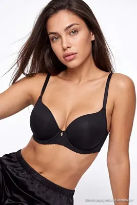 TRENDYOLMİLLA Siyah Aksesuar Detaylı Micro Push Up T-Shirt Bra Sütyen THMAW27SU00021