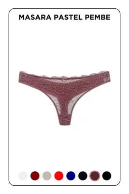 MİSTİRİK Masara Model Dantelli Yumuşak Kumaşlı String Tanga Pastel Pembe Renk