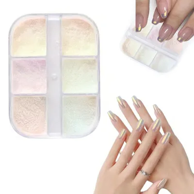 NAIL Nail Art Tırnak Süsleme İnci Tozu 6lı Set Ayna Tozu
