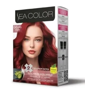 SEA COLOR 2x2 Tüp Krem Saç Boyası Seti Ateş Kızılı No:66.46