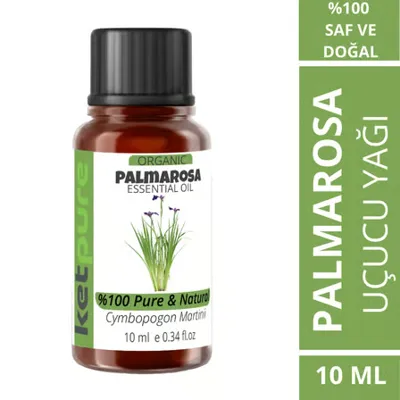 ketpure Organik İçerikli Palmarosa Uçucu Yağı 10 ML Palmarosa Essential Oil
