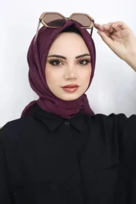 Melodi Scarf Kadın Tesettür Pratik Bambu Kraş Eşarp Mürdüm