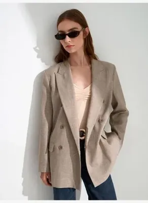 Dilvin 60811 Keten Karışımlı Blazer Ceket